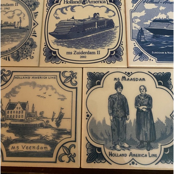 HOLLAND AMERICA CRUISE LINE Ceramic Tiles Tray Serving 11 tiles Delft - Picture 6 of 9